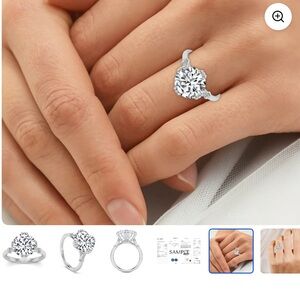 Pompeii3 Silver Solitaire Round-Cut Ring with Brilliant Clear Stone